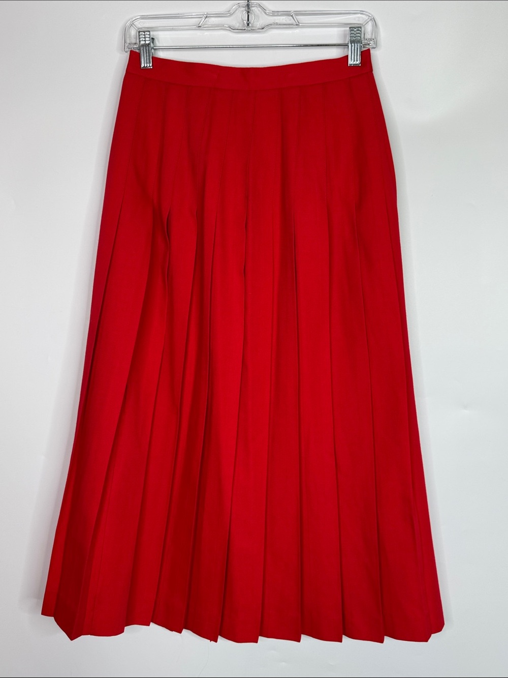 Vintage Michele Red Wool Blend Pleated Long Skirt Size 10 (Waist 27") 80s